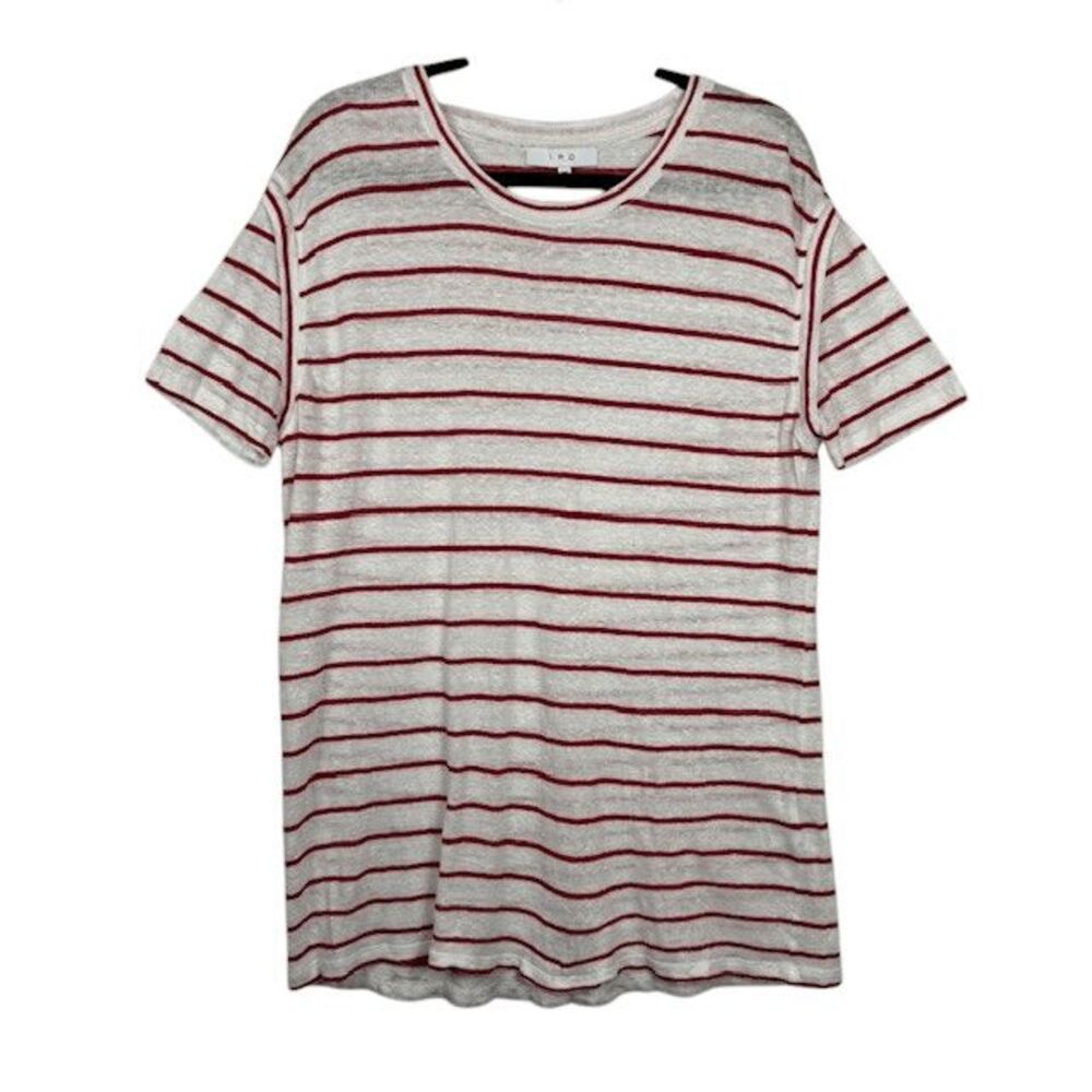 IRO Brookly 16S T-shirt Striped Lightweight Oversized Red White Medium‎